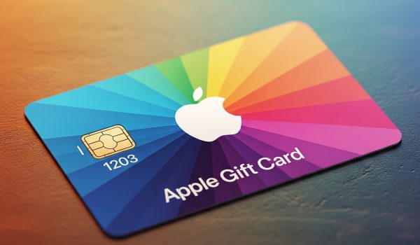 گیفت کارت رنگین‌کمان اپل با لوگوی اپل و چیپ EMV، مناسب برای خرید ارزان‌تر از اپ استور ترکیه.