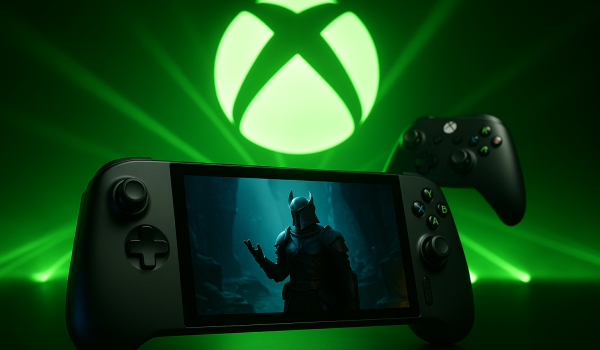 تصویری تبلیغاتی از رویداد Xbox Games Showcase 2025 که صحنههایی از بازیها و سختافزارهای آیندهنگرانه را نمایش میدهد.